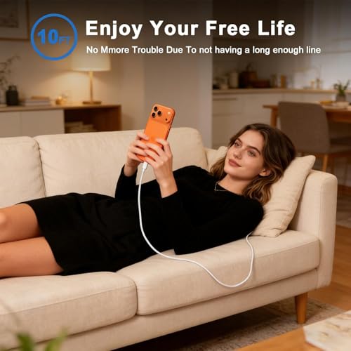 iPhone 17 16 Charger,USB C Wall Charger Block Chargers Fast Charging with 10FT USBC to C Woven Cable for iPhone 17e/17/17 Pro/17 Pro Max/17 Air/iPhone 16/16 Plus/16 Pro Max/16e/15/15Pro,iPad Pro - size: 1PACK 10FT