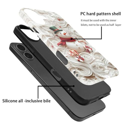 Compatible with iPhone 17,Anti-Scratch Glossy Case Cover,Christmas Snowmen Snowflakes - color: Christmas Snowmen Snowflakes, size: IPhone 17