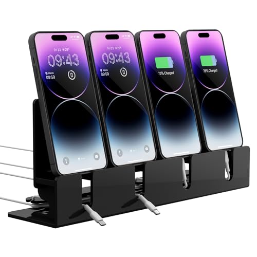 4 Phones Acrylic Multiple Cell Phone Stand - color: Black