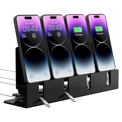 4 Phones Acrylic Multiple Cell Phone Stand - color: Black