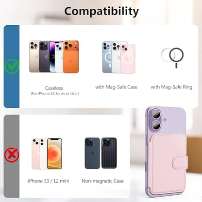 for MagSafe Wallet, Magnetic Phone Wallet RFID Blocking, 4 Card Holder - color: Pink