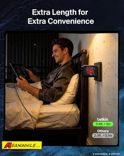Belkin Marvel Spider-Man 67W USB C Retractable Charger Block Fast Charging - color: Spider Man, style: 67W