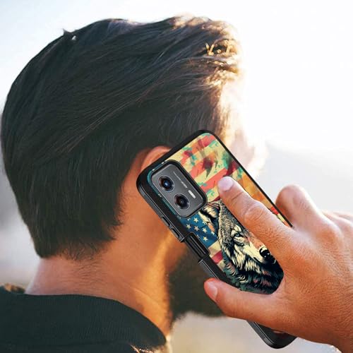 for Moto G 5G 2024/Moto G Play 5G 2024 Case, Military Grade Heavy Duty [3-Layer] Dustproof Shockproof Full-Body Protective Case for Motorola Moto G 5G 2024 - American Flag Wolf - color: American Flag Wolf-