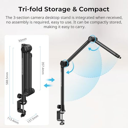 SMALLRIG Overhead 3-Section Desktop Camera Bracket Desk Mount - style: Clamp 4324