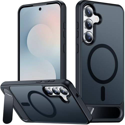 SPIDERCASE for Samsung Galaxy S25 FE Case,Built-in Stand,Black | Magnetic [3 Stand Ways] Invisible Kickstand|Tranlucent Matte|Drop Protection| Shockproof Slim Case - color: Black, size: S25 Fe