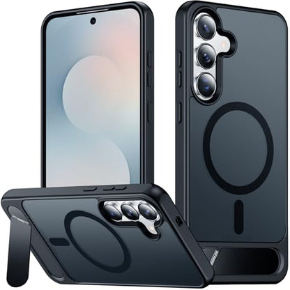 SPIDERCASE for Samsung Galaxy S25 FE Case,Built-in Stand,Black | Magnetic [3 Stand Ways] Invisible Kickstand|Tranlucent Matte|Drop Protection| Shockproof Slim Case - color: Black, size: S25 Fe