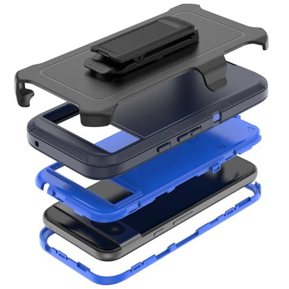Compatible with Google Pixel 8A Case, with Belt Clip Holster Heavy Duty Rugged Shockproof Full Body Protection Kickstand Phone case for Google Pixel 8A 5G (Blue) - color: Blue