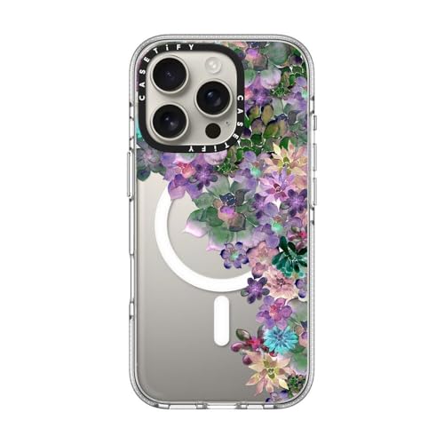 CASETiFY for iPhone 16 Pro Case - Impact Clear Compatible with MagSafe | Not Yellowing | 6.6 ft. 3x Military Grade Drop Protection | MY SUCCULENT GARDEN | Clear - color: MY SUCCULENT GARDEN, size: Iphone 16 Pro (6.3")