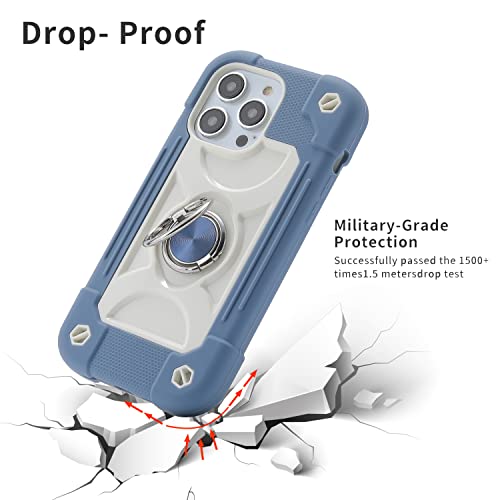 MARKILL Compatible with iPhone 14 Pro Case 6.1 Inch with Built-in Ring Stand, Military Grade Drop Protection Full Body Rugged Heavy Duty Case 3 in 1 Protective Durable Cover Blue - color: Blue, size: iPhone 14 Pro 6.1"