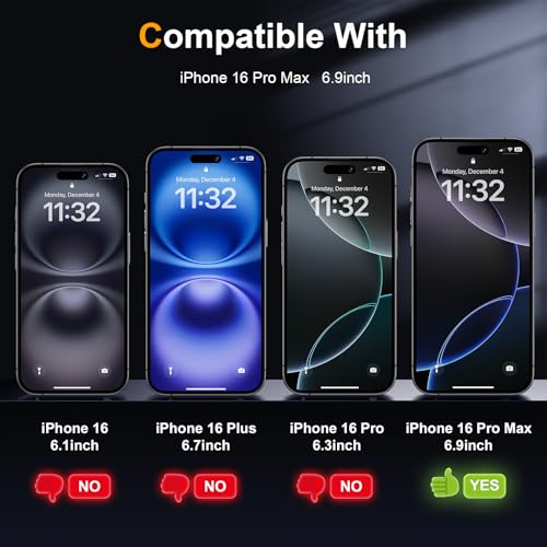2 Pack Matte Privacy Screen Protector for iPhone 16 Pro Max 6.9-inch with Installation Tool, Full Coverage Anti Spy Anti Glare 9H Tempered Glass Film, Dynamic Island Compatible, Case Friendly - size: iPhone 16 Pro Max-6.9 Inch