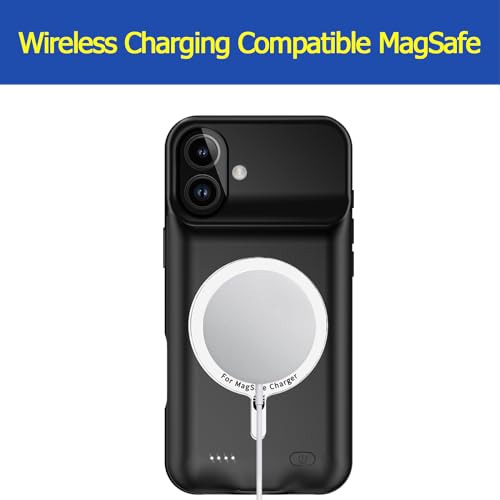 Battery Case for iPhone 17, Enhanced 10000mAh Portable Protective Wireless Charging Case Support Carplay Compatible with iPhone 17 (6.3 inch) Rechargeable Extended Battery Charger (Black) - size: iPhone 17