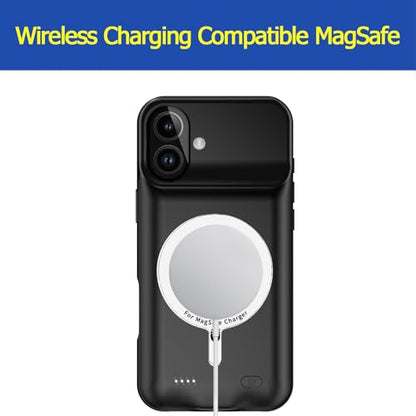 Battery Case for iPhone 17, Enhanced 10000mAh Portable Protective Wireless Charging Case Support Carplay Compatible with iPhone 17 (6.3 inch) Rechargeable Extended Battery Charger (Black) - size: iPhone 17