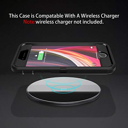 I-HONVA for iPhone SE 2022/2020 Case Built-in Screen Protector Shockproof Dust/Drop Proof 3 in 1 Full Body Rugged Heavy Duty Cover for Apple iPhone SE 3rd/2nd Gen 4.7, Black - color: Black