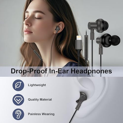 Wired Headphones Earbuds wtih Lightning Connector Magnetic Earphone Headset