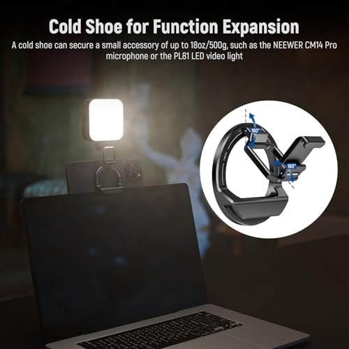 NEEWER Foldable Continuity Camera Mount with Cold Shoe for MagSafe iPhone 15 Pro Max 14 13 12 MacBook Air 13" M1, MacBook Air 2018-2020, MacBook Pro 13" M1/M2, MacBook Pro 13" 2017-2020, PA031 - style: PA031