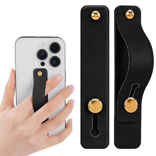 2-Pack White Silicone Phone Strap with Kickstand - Versatile Grip & Holder for Most Phones and Cases (Black * 2) - color: Black * 2