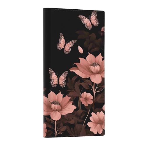 CoBak Checkbook Cover for Women & Men - PU Leather Case with RFID Blocking | Classic Design Check Book Holder for Personal and Business - color: Rosewood Garden