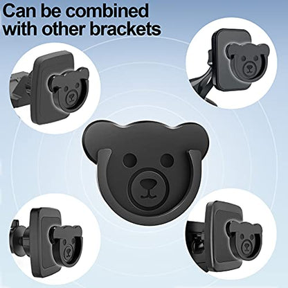 Socket Car Mount for Phone Holder Cute Bear Style Silicone Grip Stand with Phone line Clasp for Collapsible Socket User Used on Dashboard, Home, Office, Kitchen, Desk, Wall (Black) 3 Pack