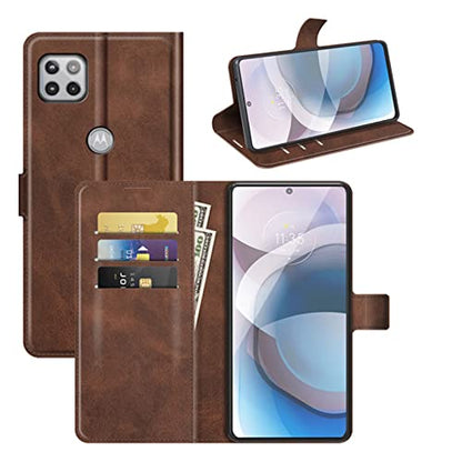 Flip Case for Motorola One 5G UW Ace Wallet Leather Magnetic Protective Cellphone Case for Moto One 5G Ace 2021 / Moto G 5G Folio Book Cover & Stand (Brown) - color: Brown