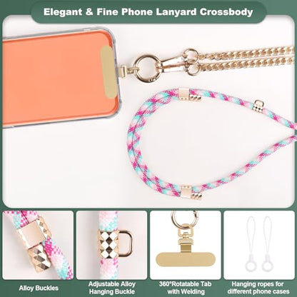 YFWE Phone Lanyard Crossbody, Adjustable Cell Phone Lanyard Neck Strap for All Phones, Universal Skin Friendly Phone Strap Crossbody for Women and Men - color: Colorful 4
