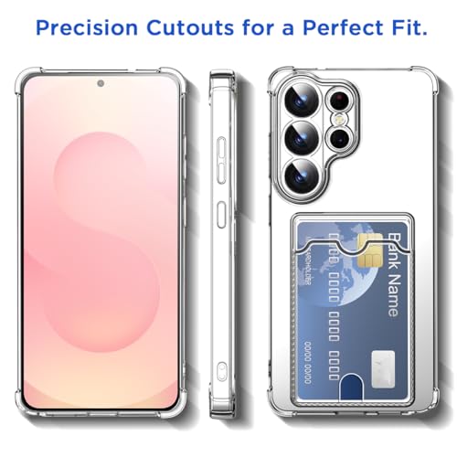 AICase for Samsung Galaxy S26 Ultra Case with Card Holder Clear, Slim Thin Lightweight Transparent Wallet TPU Protective Phone Case with Credit Card Slot - color: Card Holder, size: S26 ULTRA