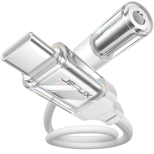 JSAUX USB C to 3.5mm Audio Adapter for iPhone 17 Pro Max, Galaxy S24, White - color: White, size: 1 x 0.6ft