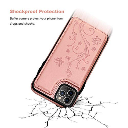 Vaburs for iPhone 11 Pro Max Wallet Case Card Holder Butterfly, Rose Gold - color: Rose Gold