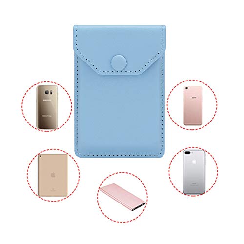 Self Adhesive Phone Card Wallet with Flip Cover, RFID Blocking, Blue - color: Light Blue