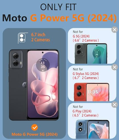 FNTCASE for Motorola Moto G-Power-5G-2024 Case: Dual Layer Protective Heavy Duty Cell Phone Cover Shockproof Rugged with Non Slip Textured Back - Military Protection Bumper Tough - 2024, 6.7 inch | With Screen Protector, Military Grade Drop Protection, Ma