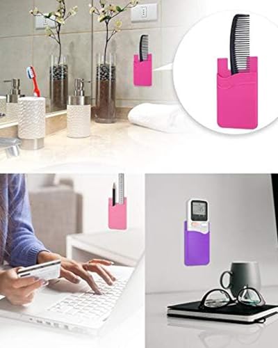 5Pc Silicone Card Holder for Phone Case, Stick On Wallet for iPhone - color: 5PC- Blue Color Scheme