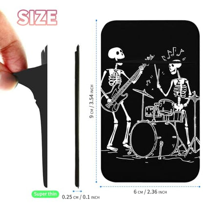 Phone Credit Card Holder Stick on, Cell Phone Pocket Self Adhesive Stretchy Stick on Wallet ID Credit Card Case Pouch Sleeve with Flap for All Smartphones, Guitar Skull - color: Guitar Skull