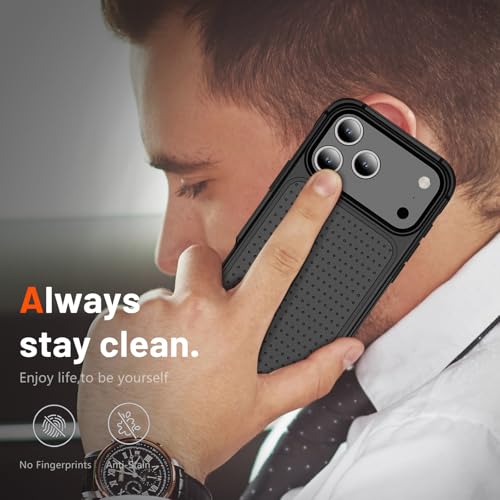 Designed for iPhone 17 Pro Max Case 2 in 1 Gift Militay Grade Drop Protective Rugged Heavy Duty Cover Shockproof Case for iPhone 17 Pro Max Phone Case for Women Men Boy Girl (Black) - color: Black