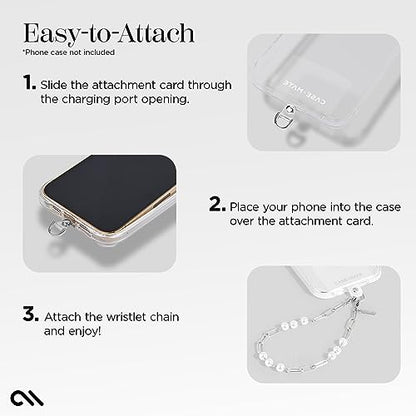 Case-Mate Phone Charm Wrist Strap with Beaded Silver Pearls - Silver Pearl | Detachable Anti-Theft Phone Strap - Hands-Free iPhone Wrist Strap for Women - Phone Chain Wristlet for Galaxy, Pixel & More - color: Silver Pearl