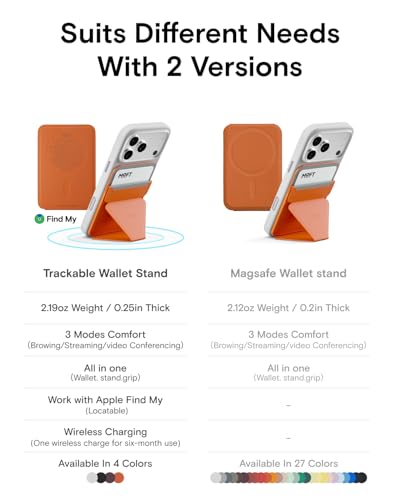 MOFT Magnetic Wallet Stand with Apple Find My, Compatible with iPhone 17/16/15/14/13/12 Series, Angle Adjustment & Magsafe Compatible MOVAS Phone Stand, Jet Black - color: Jet Black, size: Find My-Enabled