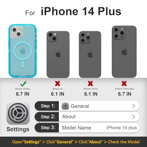 Follaroma Magnetic for iPhone 14 Plus Case,Heavy Duty Phone Cases,Blue,6.7" | Compatible with MagSafe, Heavy Duty Shock proof Protection, Military-Grade Anti-Drop, Dual Layer Transparent Protective Cover - color: Blue, size: iPhone 14 Plus 6.7''