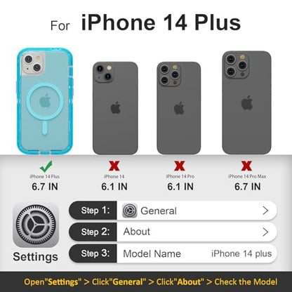 Follaroma Magnetic for iPhone 14 Plus Case,Heavy Duty Phone Cases,Blue,6.7" | Compatible with MagSafe, Heavy Duty Shock proof Protection, Military-Grade Anti-Drop, Dual Layer Transparent Protective Cover - color: Blue, size: iPhone 14 Plus 6.7''