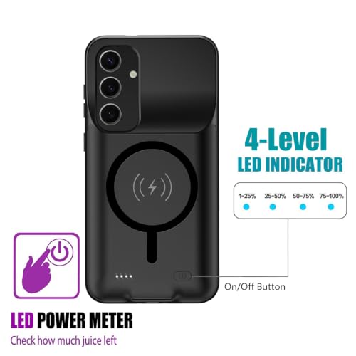 Battery Case for Galaxy A35/ A55, 12000mAh Rechargeable Portable Wireless Charging Case Compatible with Galaxy A35/ A55 5G (6.6 inch) with Carplay Extended Battery Pack Charger Power Case (Black) - size: Galaxy A35/A55