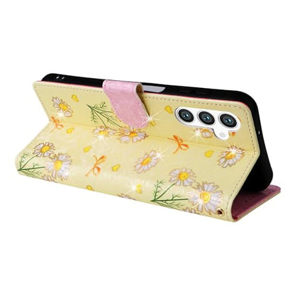 UEEBAI Wallet Case for Samsung Galaxy S23 Plus 5G, PU Leather Phone Case Kickstand RFID Blocking Flip Case Card Slots Wrist Strap Relief Engraved Pattern Magnetic Closure Folio Case - Yellow Daisy - color: Yellow Daisy, size: Samsung Galaxy S23 Plus 5G