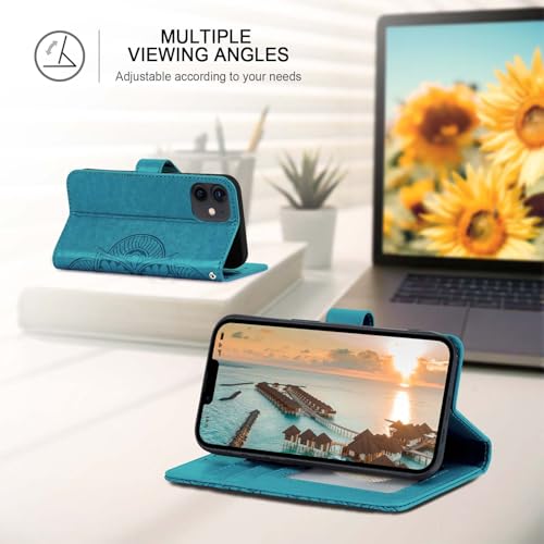Wallet Case for iPhone 12 and iPhone 12 Pro, [RFID Blocking] 3 Card Holder Stand with Credit Card Slot PU Leather Magnetic Protective Flip Cover for iPhone 12/12 Pro (Dark Blue) - color: Dark Blue