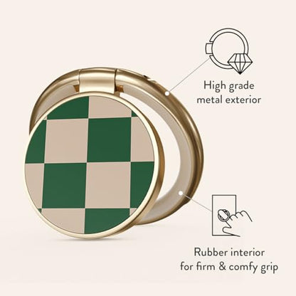 BURGA Cell Phone Ring, Holder Grip and Stand - Finger Phone Grip for Back of Smartphone Case, Kickstand 360 Rotation, Universal Ring for iPhone Samsung Galaxy Huawei Google Pixel, Stylish Accessories - color: Ivy League, style: Gold