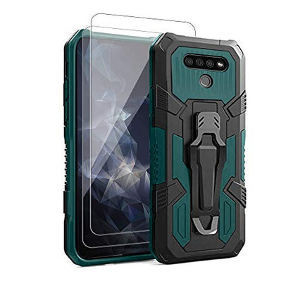 for LG K51 Phone Case,with Tempered Glass Screen Protector [2Pack] Heavy-Duty Military Grade 15ft. Drop Tested Protective Case for LG K51 -Green - color: GREEN