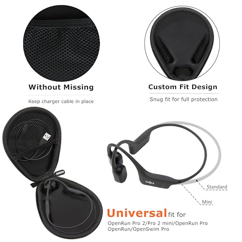 Ginsco Universal Bone Conduction Headphone Case Compatible with SHOKZ New OpenRun Pro 2/Pro 2 Mini/OpenRun/OpenSwim Open-Ear Sport Headphones, Compatible with Raycon/MRYTKY/CXK/Ogogrs etc (Gray) - color: Gray