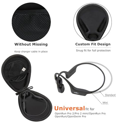 Ginsco Universal Bone Conduction Headphone Case Compatible with SHOKZ New OpenRun Pro 2/Pro 2 Mini/OpenRun/OpenSwim Open-Ear Sport Headphones, Compatible with Raycon/MRYTKY/CXK/Ogogrs etc (Gray) - color: Gray