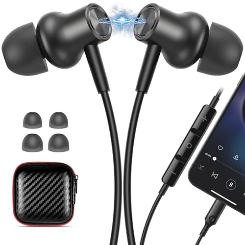ACANDYA MFi-Certified Wired Headphones for Apple iPhone 14 13 Pro Gunmetal - color: Gunmetal