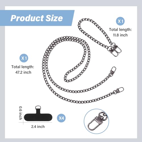 Canlierr 2 Pack Phone Chain Crossbody, with Tether Tab, Black - color: Black