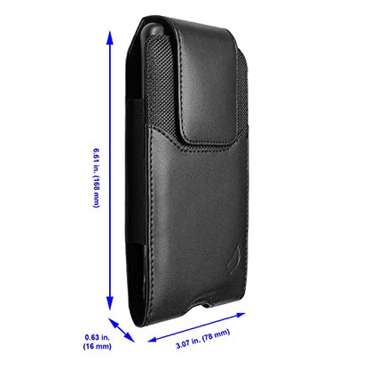 Leather Cell Phone Holster for Boost Celero 5G, Motorola Moto G 5G, Moto G Power 2021/2022/2023/2024, TCL 30 40 50 60 XE, XL, Vertical Case Waist Carrying Pouch with Belt Clip/Loops, Black - size: Large