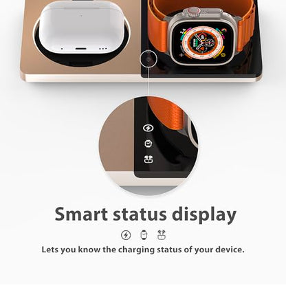 PETINO 3 in 1 Wireless Charging Station for Apple Devices with MagSafe - color: Golden