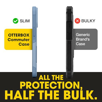 OtterBox iPhone 15 Pro Commuter Series MagSafe Case - Crisp Denim | 3X MIL Drop Protection - Dual-Layer Shockproof Design - Pocket-Friendly - Raised Edges - Port Covers - Non-Retail Packaging - color: Crisp Denim