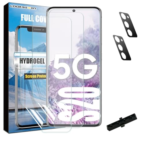 LOOKSEVEN 3 Hydrogel Films + 2 Tempered Glass Lens Protector For Galaxy S20 - size: S20