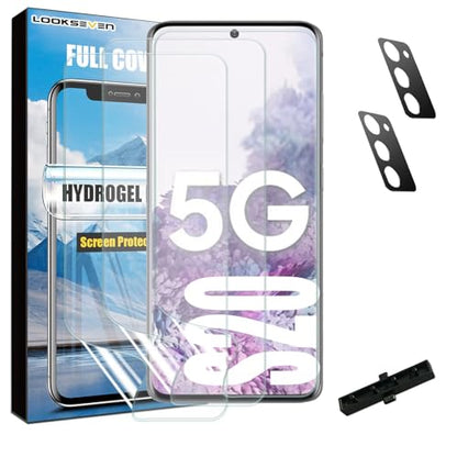 LOOKSEVEN 3 Hydrogel Films + 2 Tempered Glass Lens Protector For Galaxy S20 - size: S20